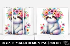 Cute Sloth Flower Crown | 20 oz Tumbler Product Image 1
