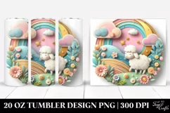 3D Embossed Lamb Scene Clipart 20 Oz Tumbler Product Image 1