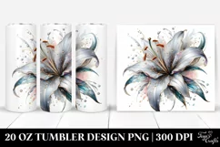 20 Oz Tumbler Sublimation | Shiny Watercolor Lily Product Image 1