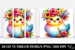Vibrant Flower Crown Chicken | 20 Oz Tumbler Product Image 1