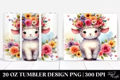 Watercolor Lamb with Flower Crown 20 Oz Tumbler Product Image 1