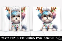 Enthusiastic Havanese with Reindeer Horns PNG Product Image 1