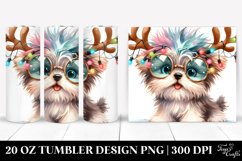 Enthusiastic Havanese with Reindeer Horns PNG Product Image 1