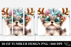 Enthusiastic Havanese with Reindeer Horns PNG Product Image 1