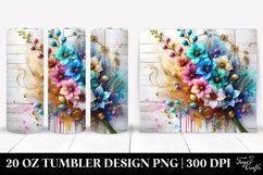 Delphinium on White Wooden Background | 20 Oz Tumbler Product Image 1