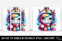 Expressive Winter Unicorn Clipart 20 Oz Tumbler Product Image 1
