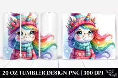 Expressive Winter Unicorn Clipart 20 Oz Tumbler Product Image 1