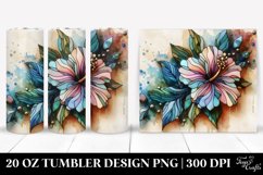Abstract Pastel Hibiscus Stained 20 Oz Tumbler Product Image 1