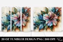 Abstract Pastel Hibiscus Stained 20 Oz Tumbler Product Image 1