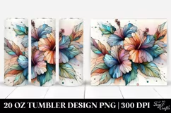 Abstract Pastel Hibiscus Stained 20 Oz Tumbler Product Image 1