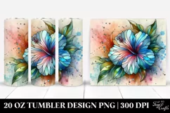 Abstract Pastel Hibiscus Stained 20 Oz Tumbler Product Image 1