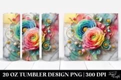 20 Oz Tumbler Sublimation | Colorful Ranunculus Clipart Product Image 1