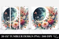 Colorful Half Moon with Flowers Clipart 20 Oz Tumbler Product Image 1