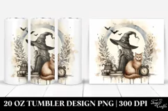 Washed Vintage Witch with Cat | 20 oz Tumbler Product Image 1