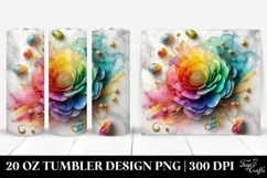 20 Oz Tumbler Sublimation | Colorful Ranunculus Clipart Product Image 1
