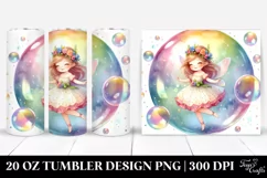 Watercolor Cute Fairy Twirling in a Bubble | 20 Oz Tumbler Product Image 1