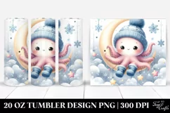 Cute Winter Santa Baby Octopus Digital Painting | 20 oz Product Image 1