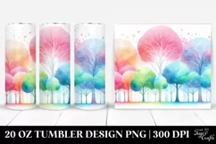 Colorful Watercolor Pastel Rainbow Trees | 20 oz Tumbler Product Image 1
