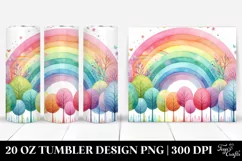 Colorful Watercolor Pastel Rainbow Trees | 20 oz Tumbler Product Image 1