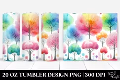 Colorful Watercolor Pastel Rainbow Trees | 20 oz Tumbler Product Image 1