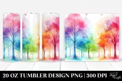 Colorful Watercolor Pastel Rainbow Trees | 20 oz Tumbler Product Image 1
