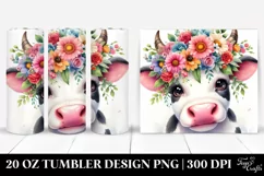 Cartoon Cow Flower Crown | 20 oz Tumbler Product Image 1