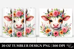 Cartoon Cow Flower Crown | 20 oz Tumbler Product Image 1