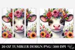 Cartoon Cow Flower Crown | 20 oz Tumbler Product Image 1