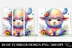 20 Oz Tumbler Sublimation | Cute Boho Lamb Watercolor Product Image 1