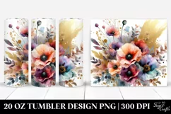Abstract Watercolor Bouquet with Gold Foil | 20 Oz Tumbler Product Image 1