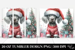 Expressive Weimaraner in Santa Hat PNG Product Image 1