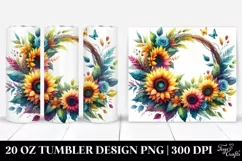 Abstract Vibrant Wreath with Sunflower | 20 Oz Tumbler Product Image 1
