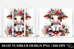 Cartoon Cow Flower Crown | 20 oz Tumbler Product Image 1
