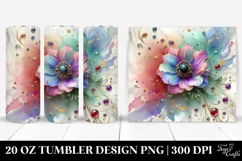 Colorful Marble Anemone with Floral Swirls | 20 Oz Tumbler Product Image 1