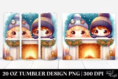 Cute Deer Behind Glittery Fireplace 20 Oz Tumbler Product Image 1