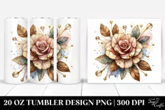 20 Oz Tumbler Sublimation | Stained Rose Watercolor Clipart Product Image 1