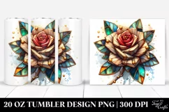 20 Oz Tumbler Sublimation | Stained Rose Watercolor Clipart Product Image 1