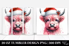 Cute Pink Highland Cow with Santa Hat 20 Oz Tumbler Product Image 1
