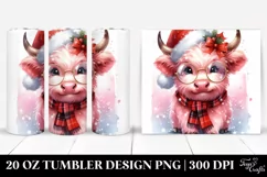 Cute Pink Highland Cow with Santa Hat 20 Oz Tumbler Product Image 1