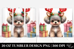 Poodle in Winter with Reindeer Horns PNG Product Image 1