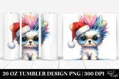 Puppy in Winter with Santa Hat PNG Product Image 1