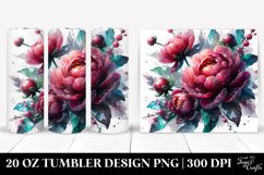 Glossy Peonies with Watercolor Splash | 20 Oz Tumbler Product Image 1