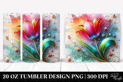 20 Oz Tumbler Sublimation | Wooden Floral Tulip | 20 Oz Product Image 1
