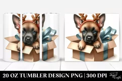Expressive Malinois with Reindeer Horns PNG Product Image 1