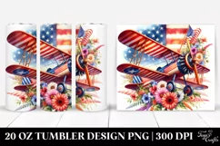 Watercolor Vintage Vibrant Biplane with Flowers | 20 oz Product Image 1