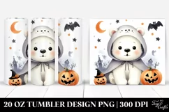 Cute Baby Polar Bear in Halloween PNG Product Image 1