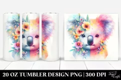 Vibrant Koala Flowers. 20 Oz Tumbler Design Product Image 1