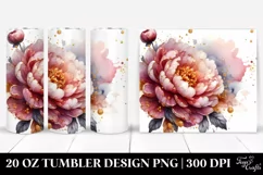 20 Oz Tumbler Sublimation | Glossy Small White Peonies | 20 Product Image 1