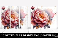 Glossy Peonies with Watercolor Splash | 20 Oz Tumbler Product Image 1