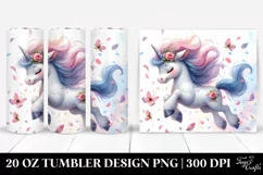 Cute Baby Unicorn Tumbling with Spring Petals | 20 Oz Product Image 1